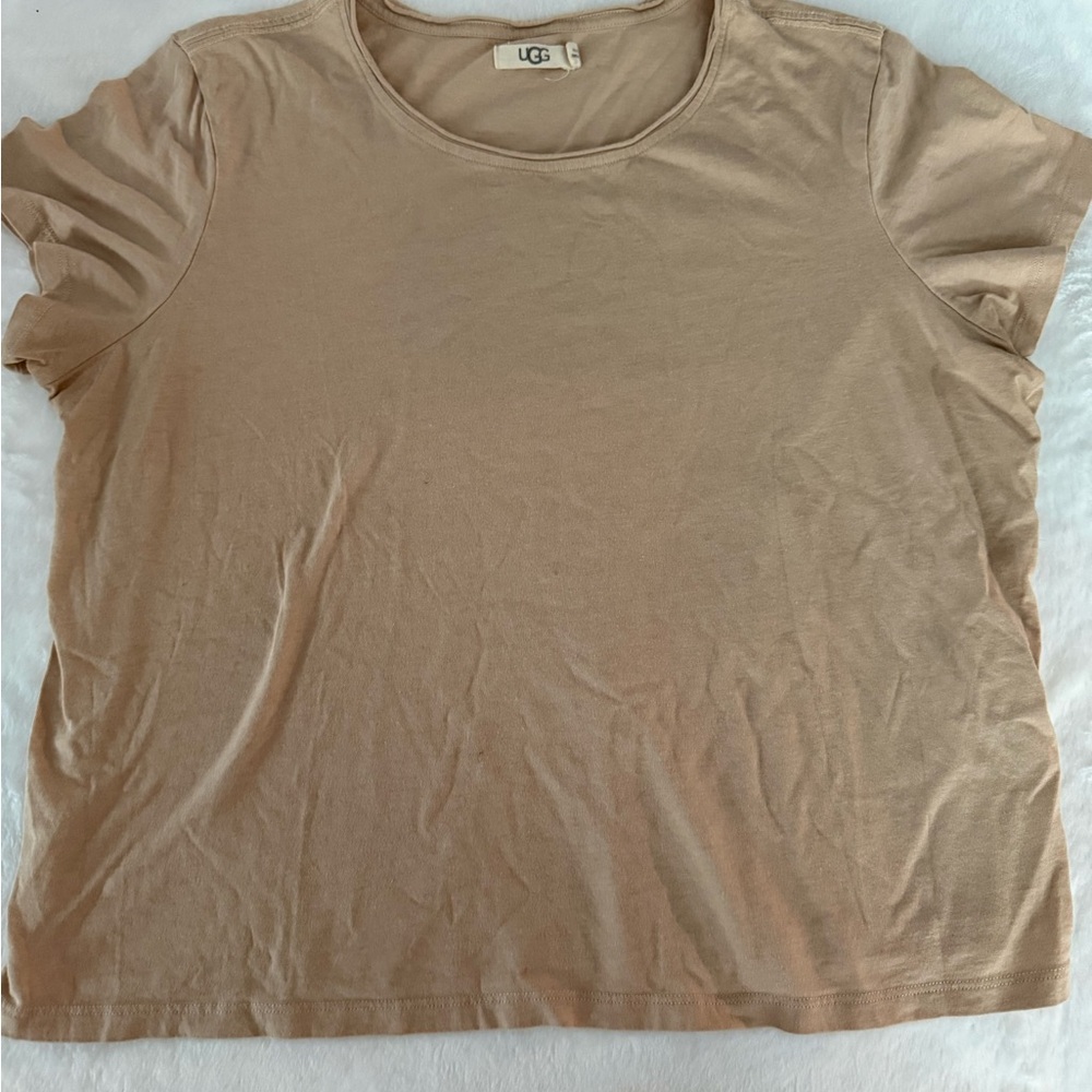 UGG Women’s Tan Crewneck Short Sleeved Top XL organic cotton